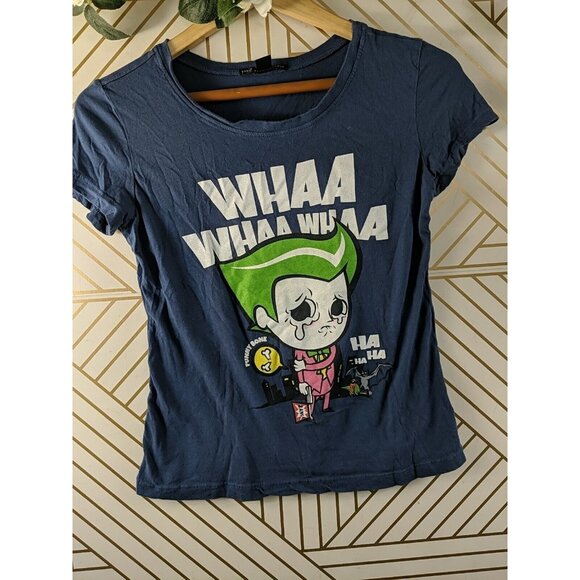 URBAN OUTFITTERS Project Social Tee Joker Graphic T-Shirt Blue Size Small - Picture 3 of 7